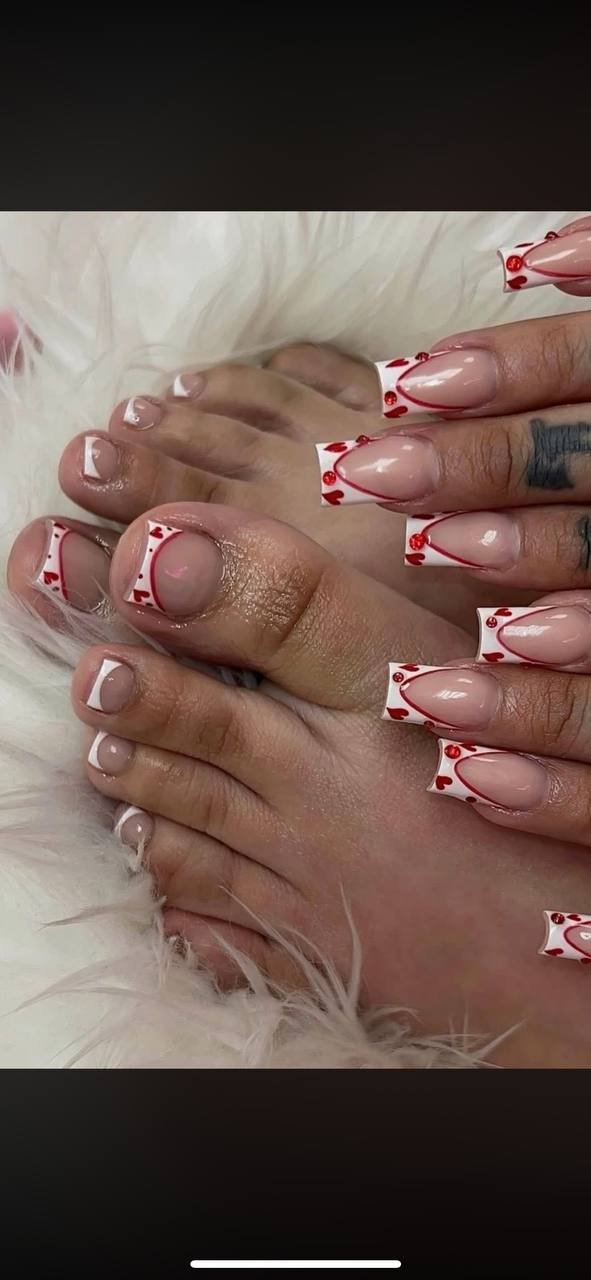 Red French Acrylics